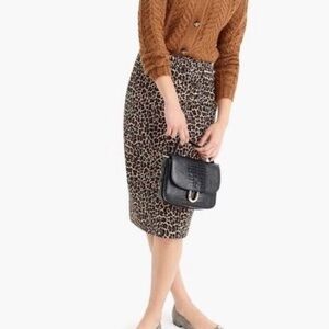 J. Crew Brown and Black Leopard Pencil Skirt
